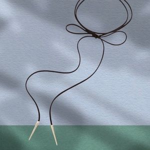 Kendra Scott Pierce Lariat Necklace Black Suede Boho Bow Choker Western Long